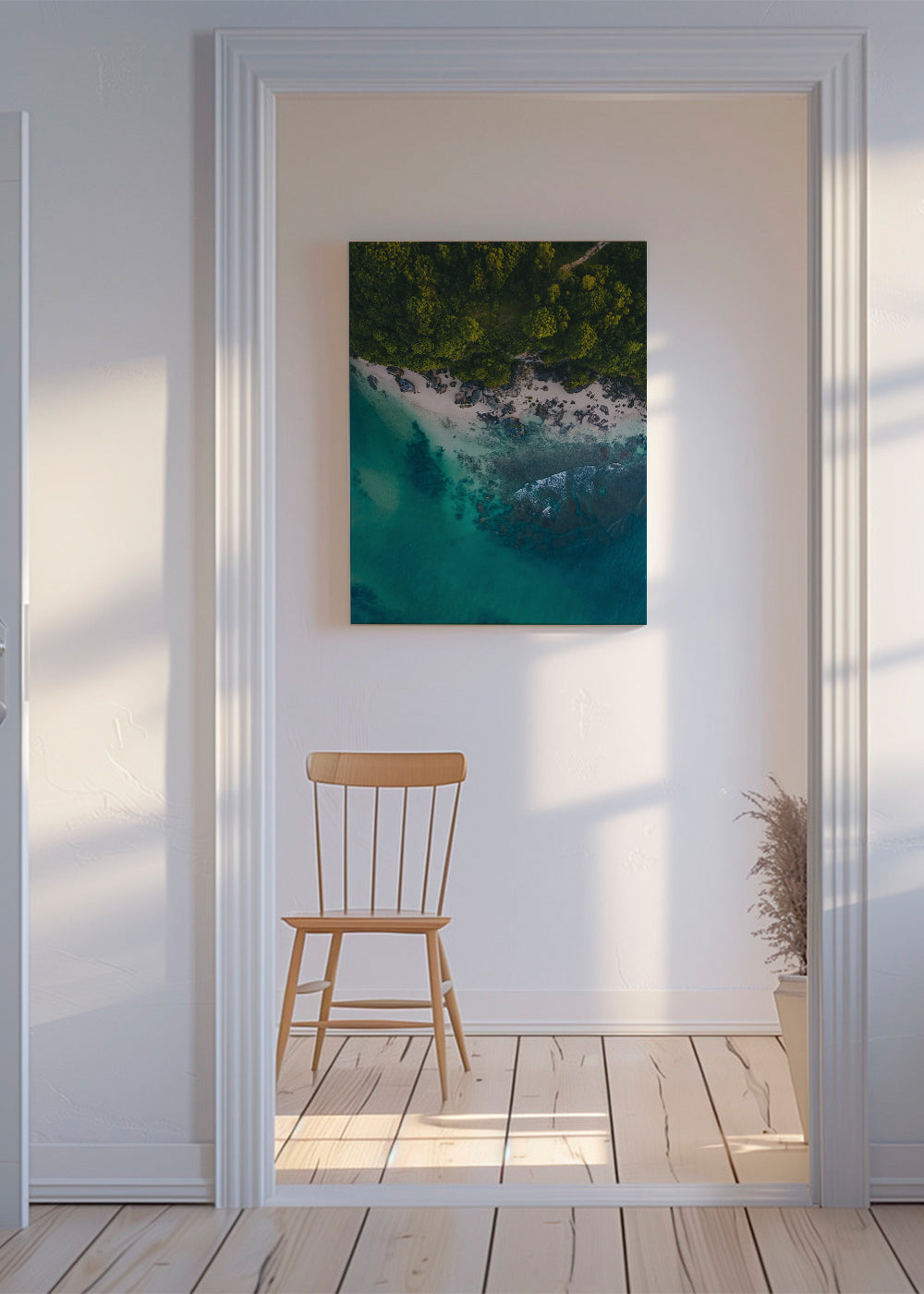 Art de paysage aérien sur côte rocheuse