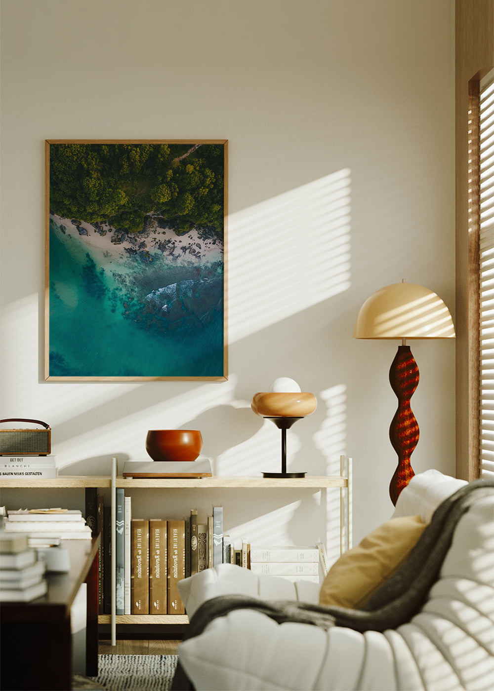 Art de paysage aérien sur côte rocheuse