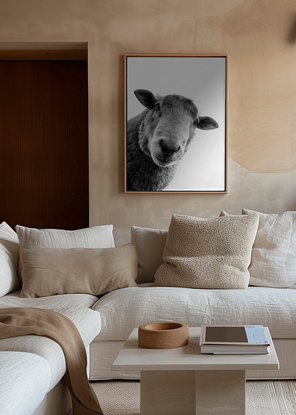 Schaap kunstwerk zwart wit