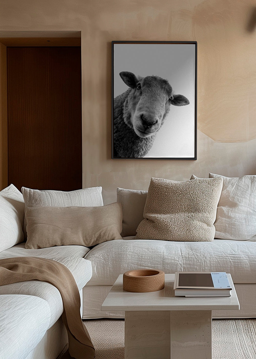 Schaap kunstwerk zwart wit
