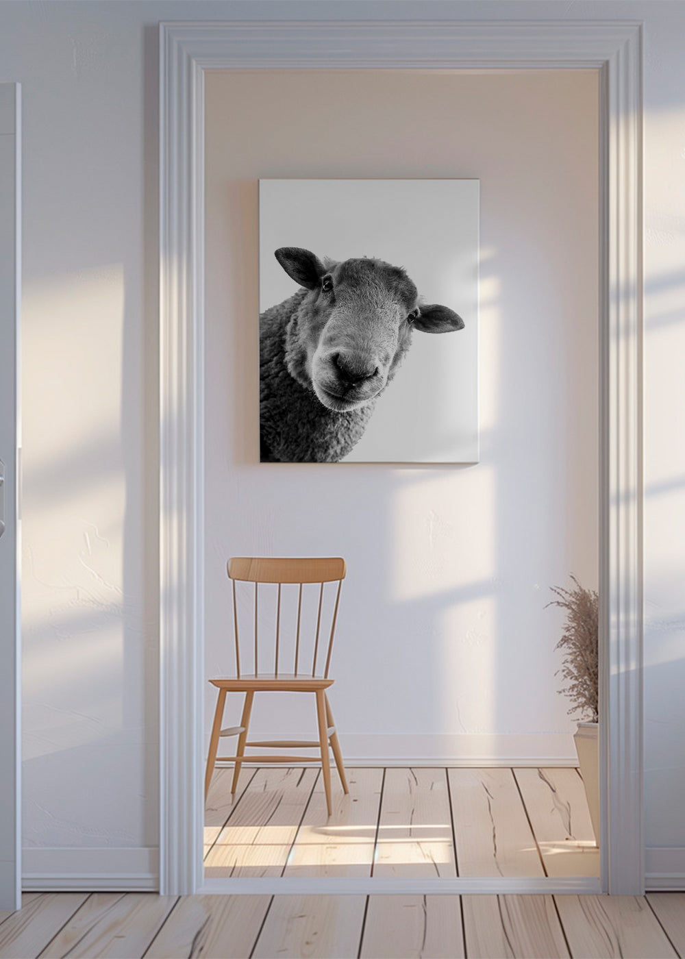 Schaap kunstwerk zwart wit