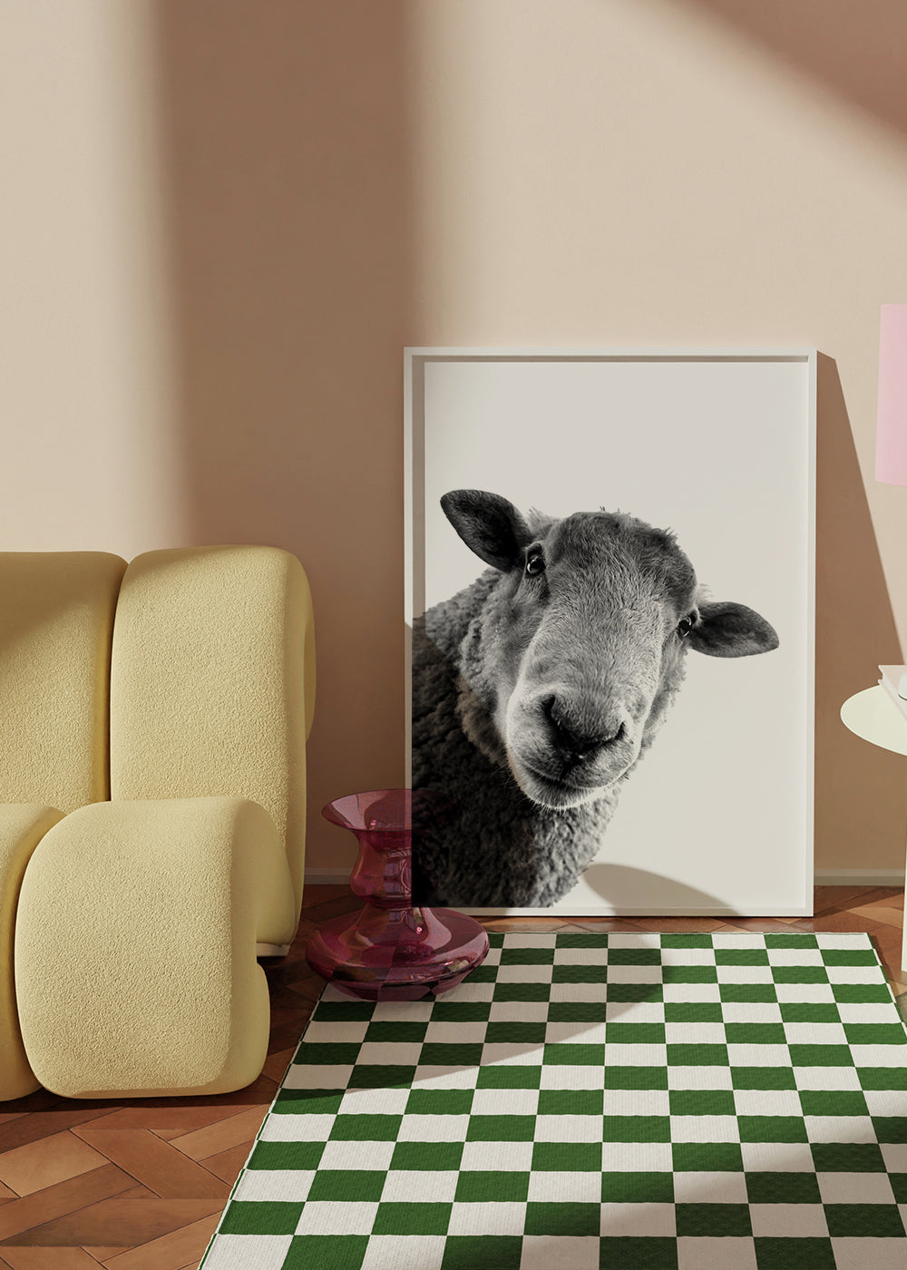 Schaap kunstwerk zwart wit