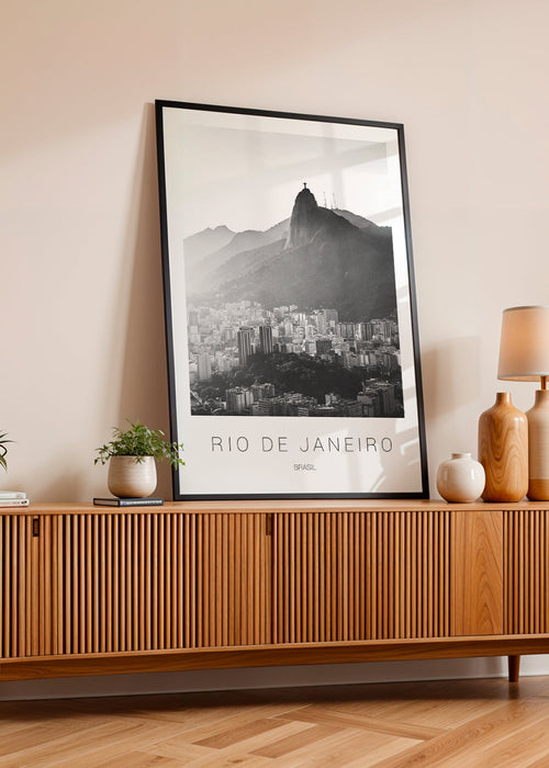 Reisposter met Christusbeeld in zwart-wit
