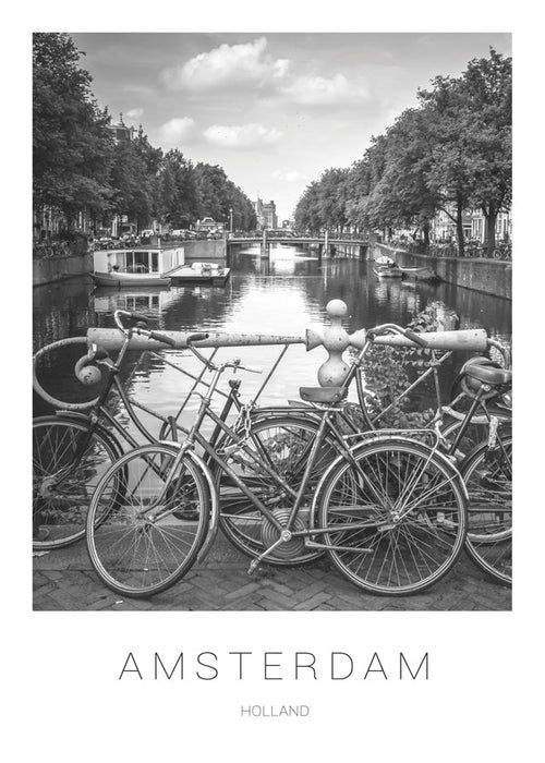 Stadsposter Amsterdam zwart-wit