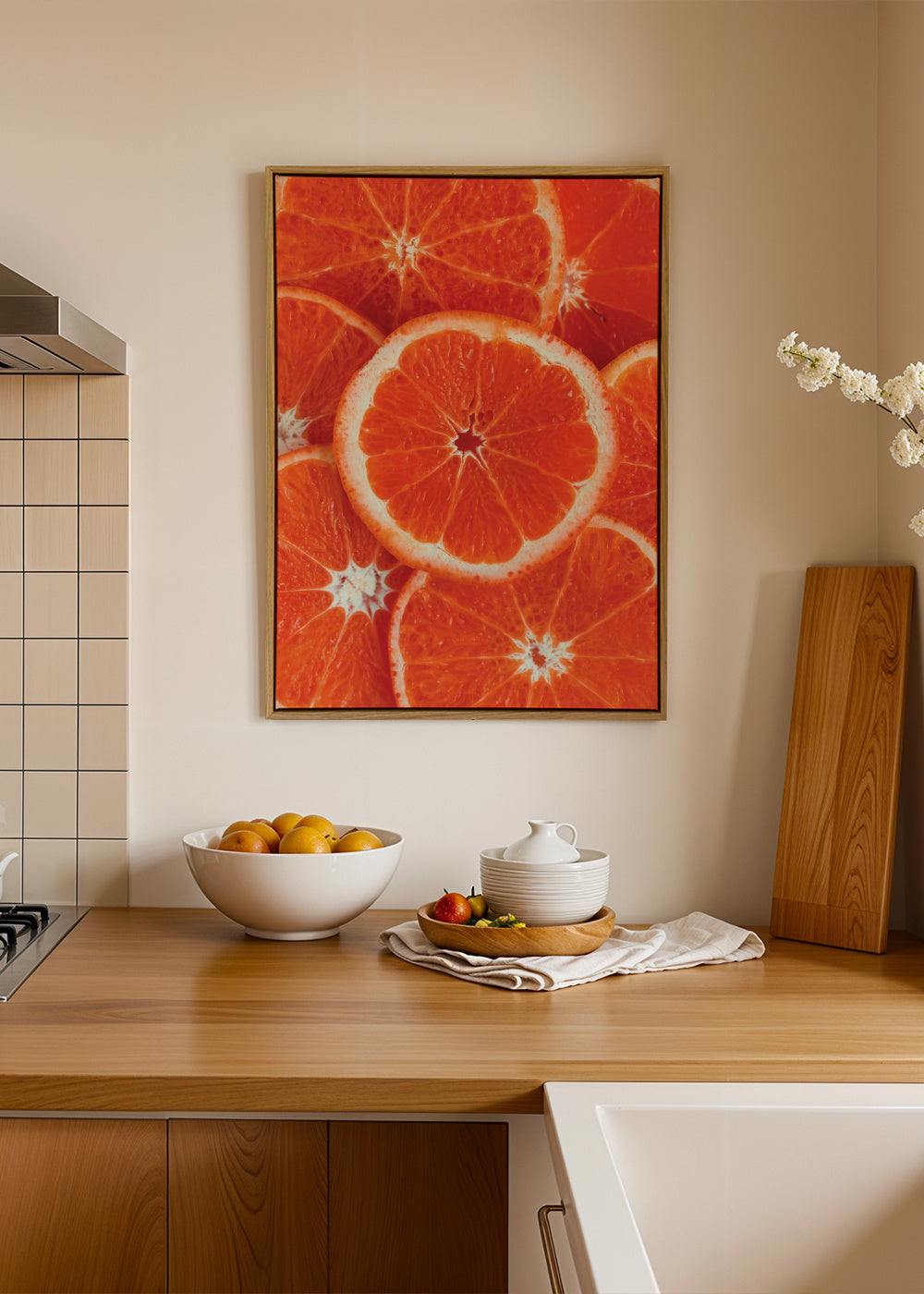 Orange lovers - Framed canvas in an interior