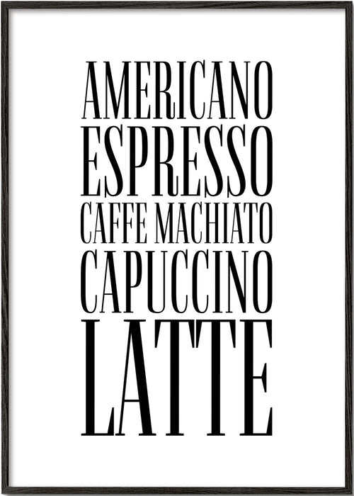 Keuken kunst Soorten koffie poster