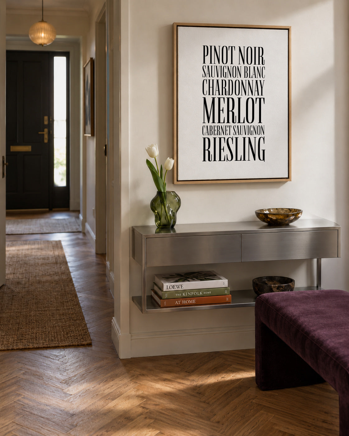Wine types - Framed canvas in an interior