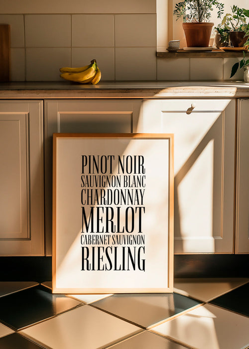 Keuken kunst: typografische wijnprint