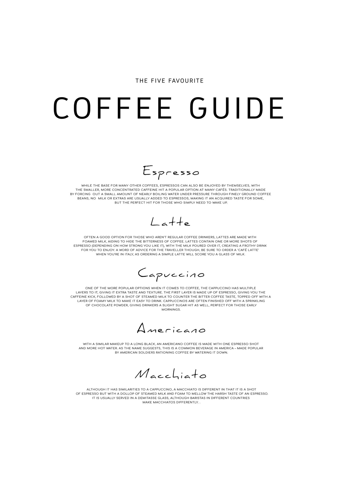 Coffee guide - Unframed art print