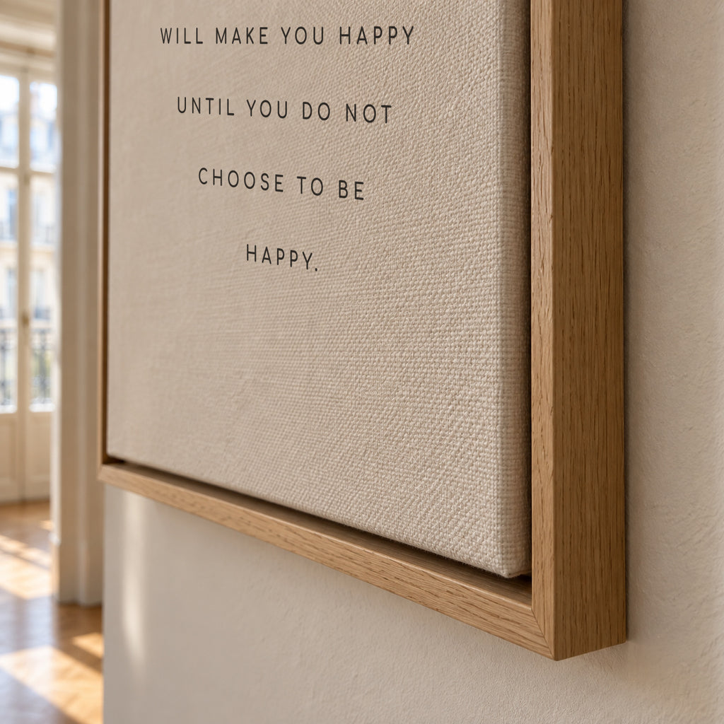 Happiness meaning quote - Framed canvas detail