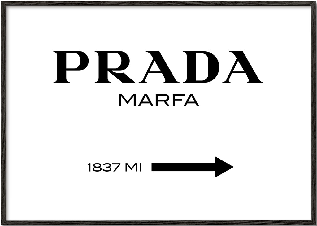 Reisposter met Prada Marfa typografie