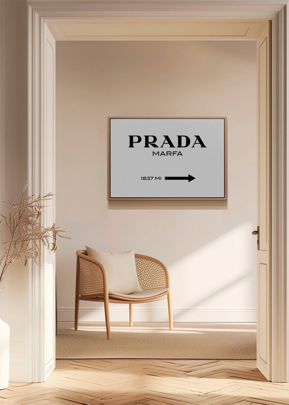 Reisposter met Prada Marfa typografie