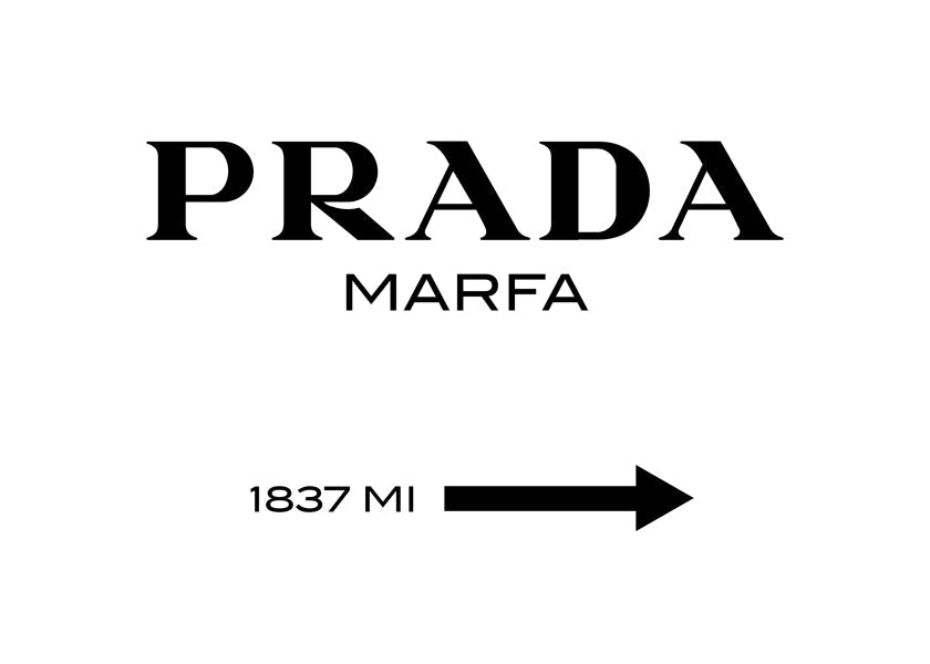 Reisposter met Prada Marfa typografie