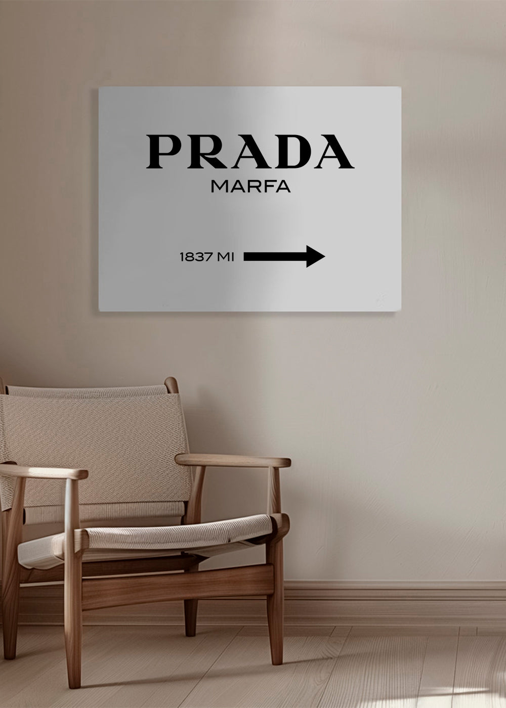 Reisposter met Prada Marfa typografie