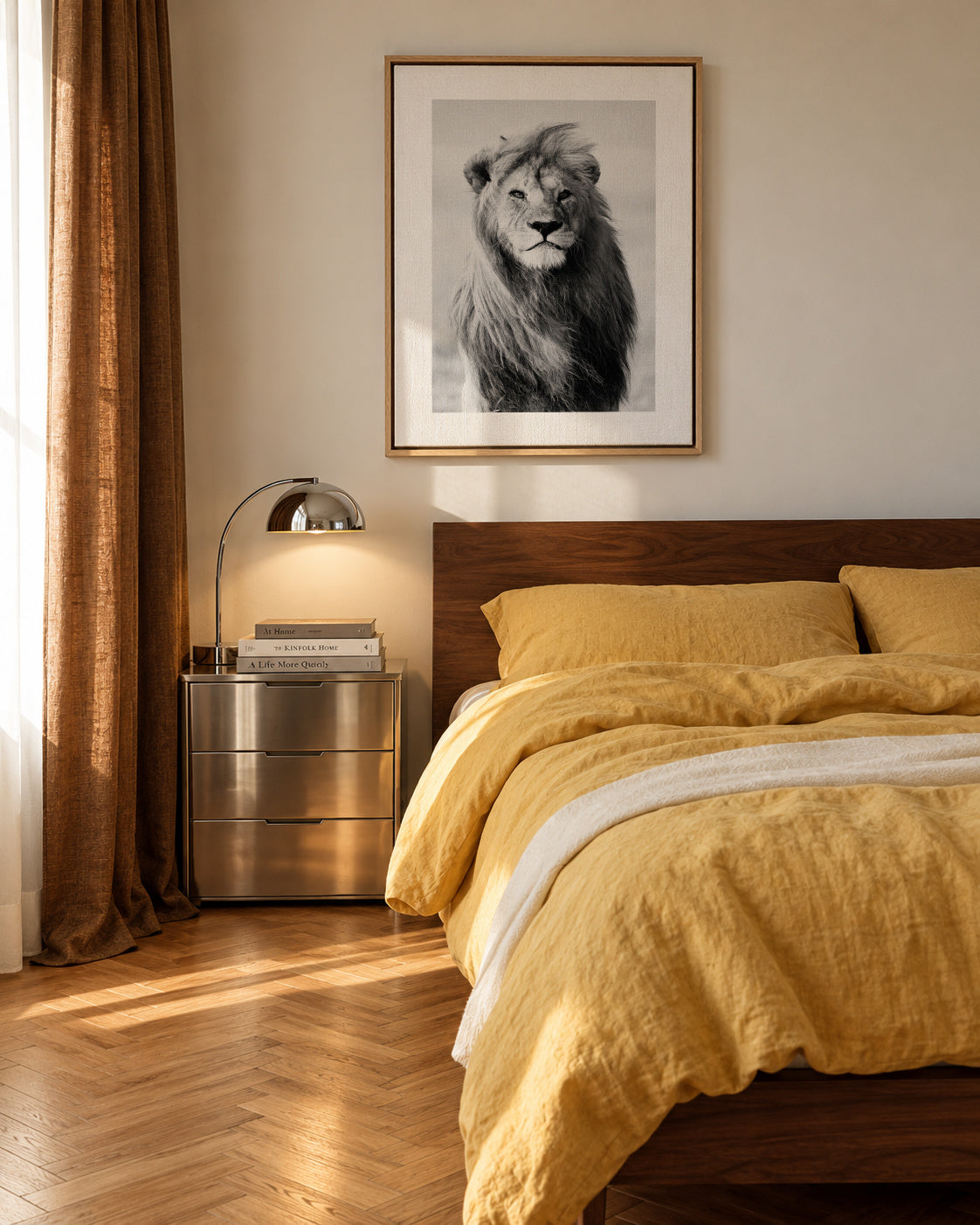 Majestic lion - Framed canvas in an interior
