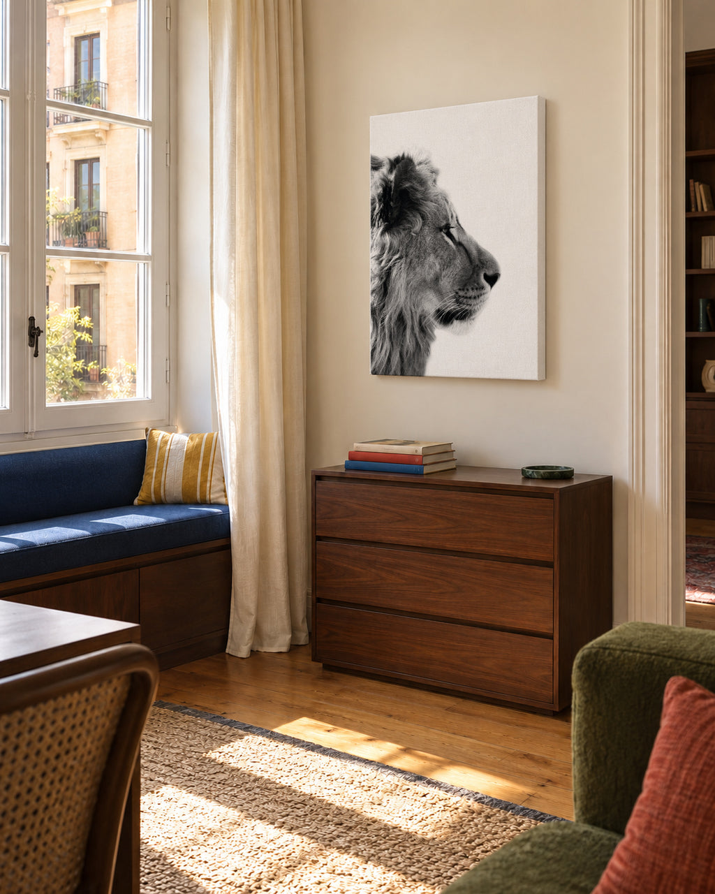 Lion - Unframed canvas in an interior