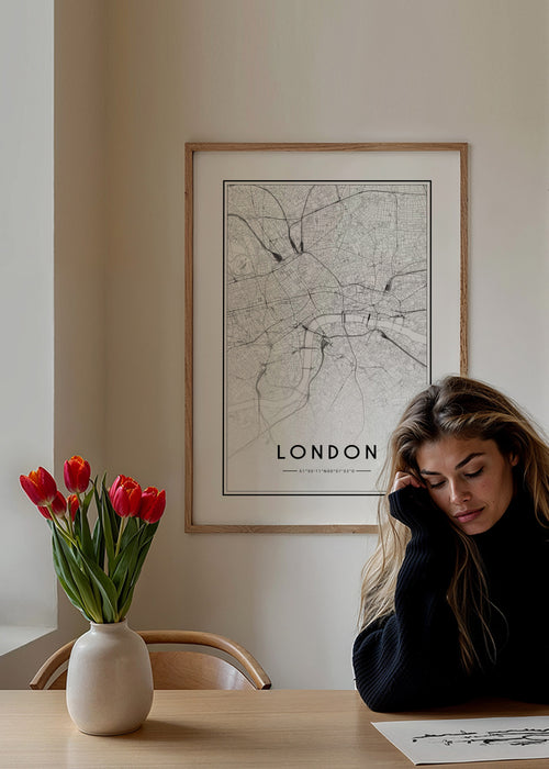 London map - Framed poster in an interior