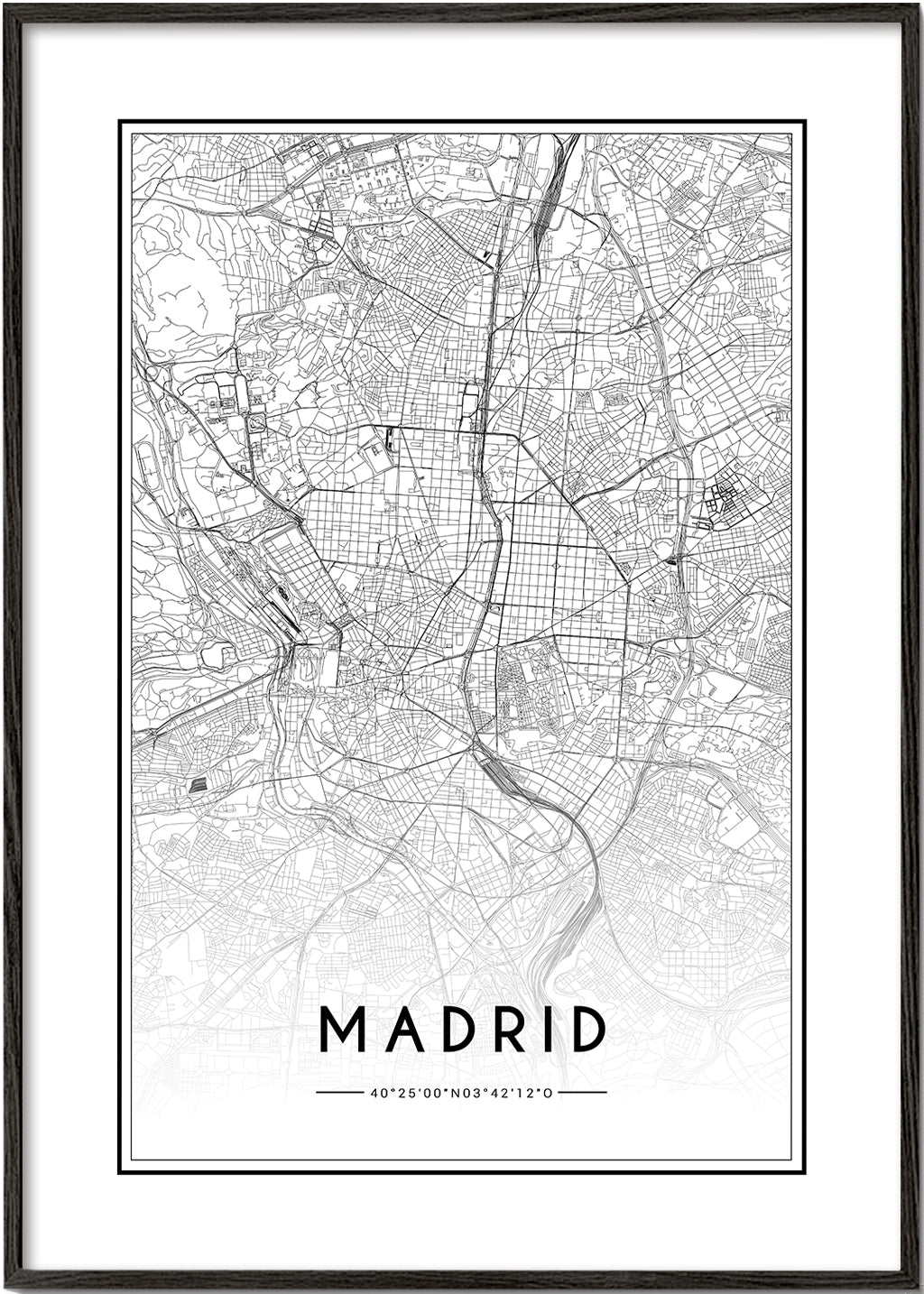 Madrid stadskaart print