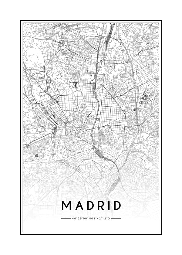Madrid stadskaart print