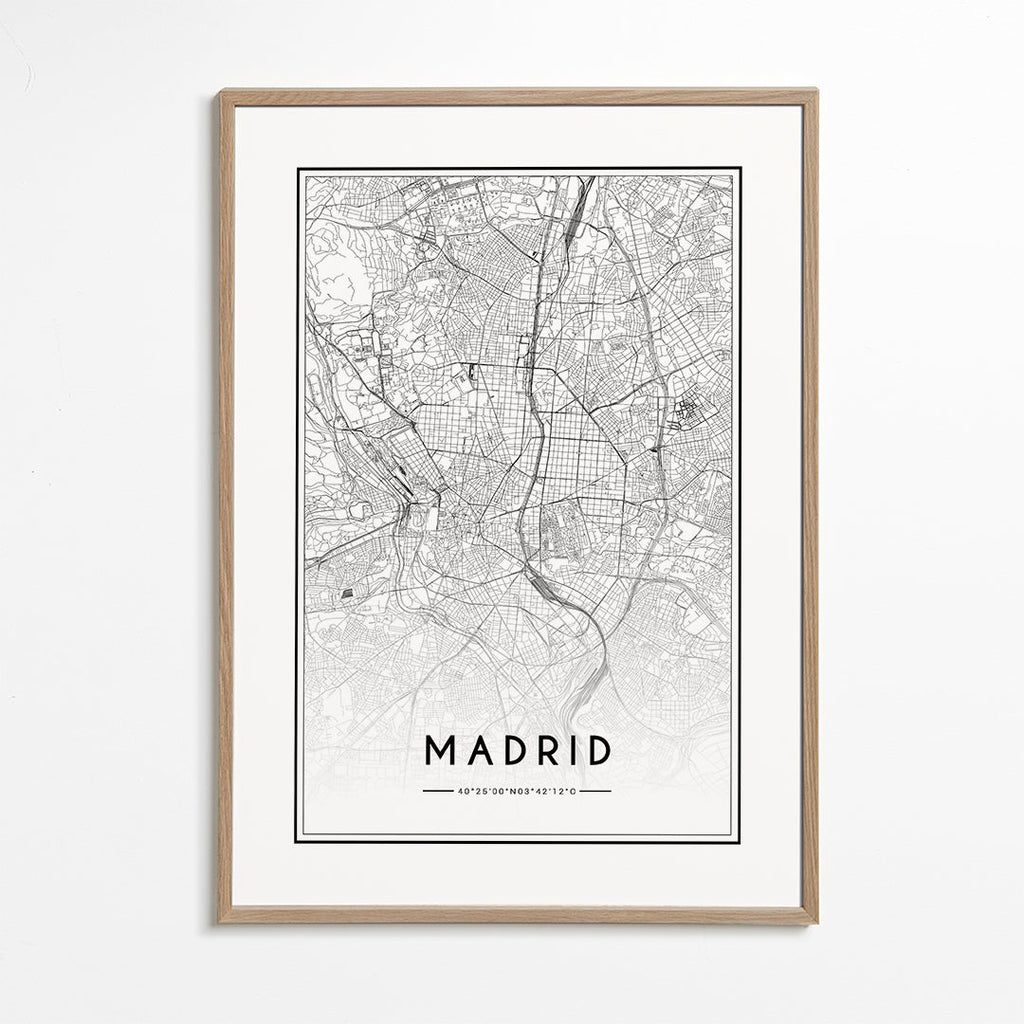 Madrid stadskaart print