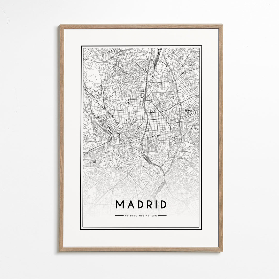 Madrid stadskaart print