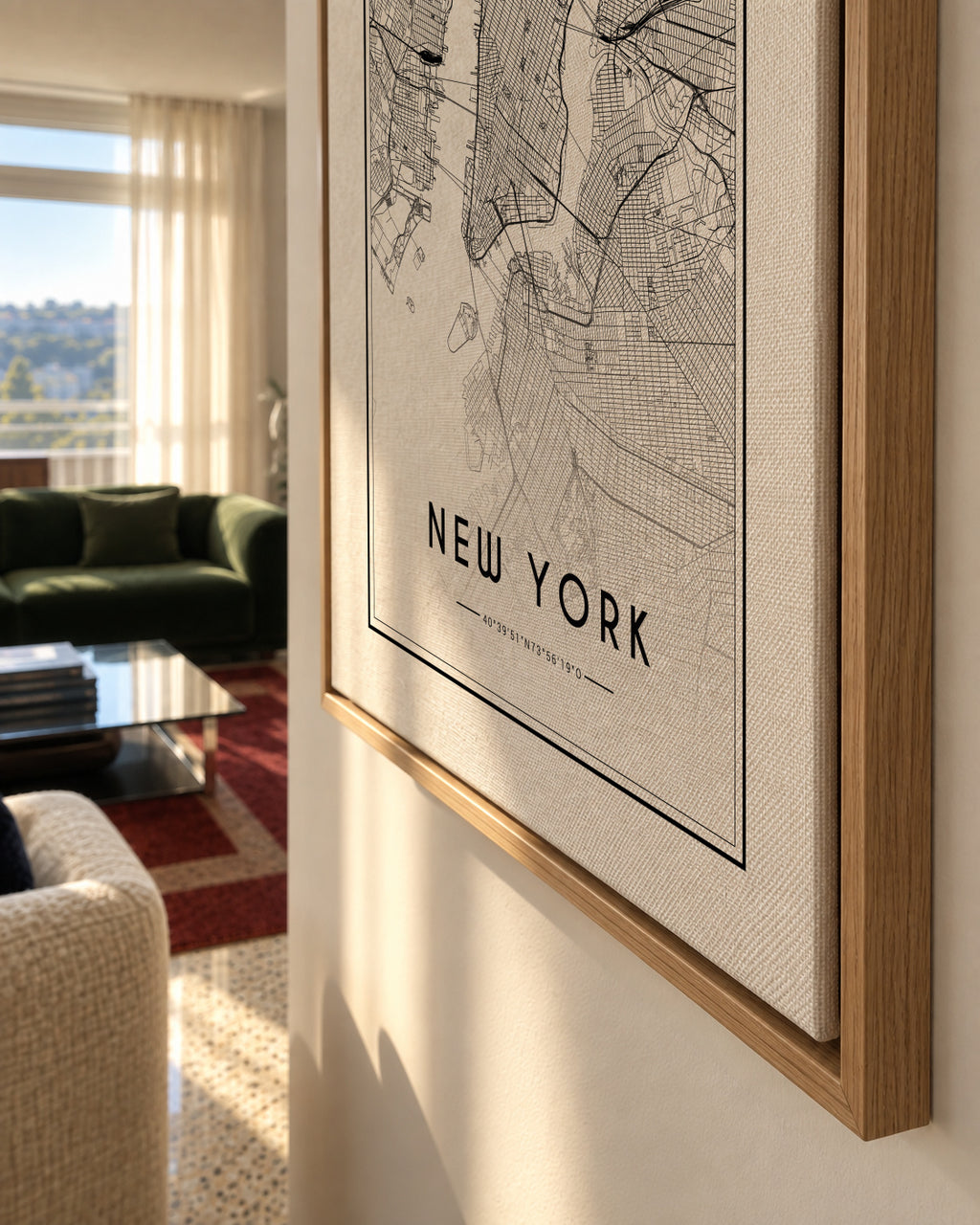 New York map - Framed canvas detail