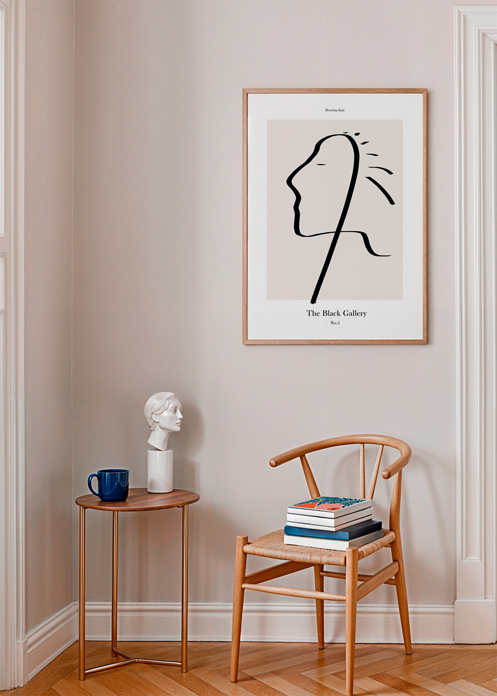 Minimalistisch gezicht lijnkunst