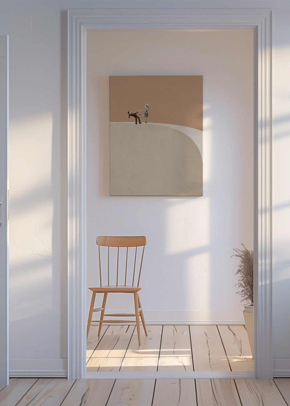 Minimalistische illustratie koppel op de rand