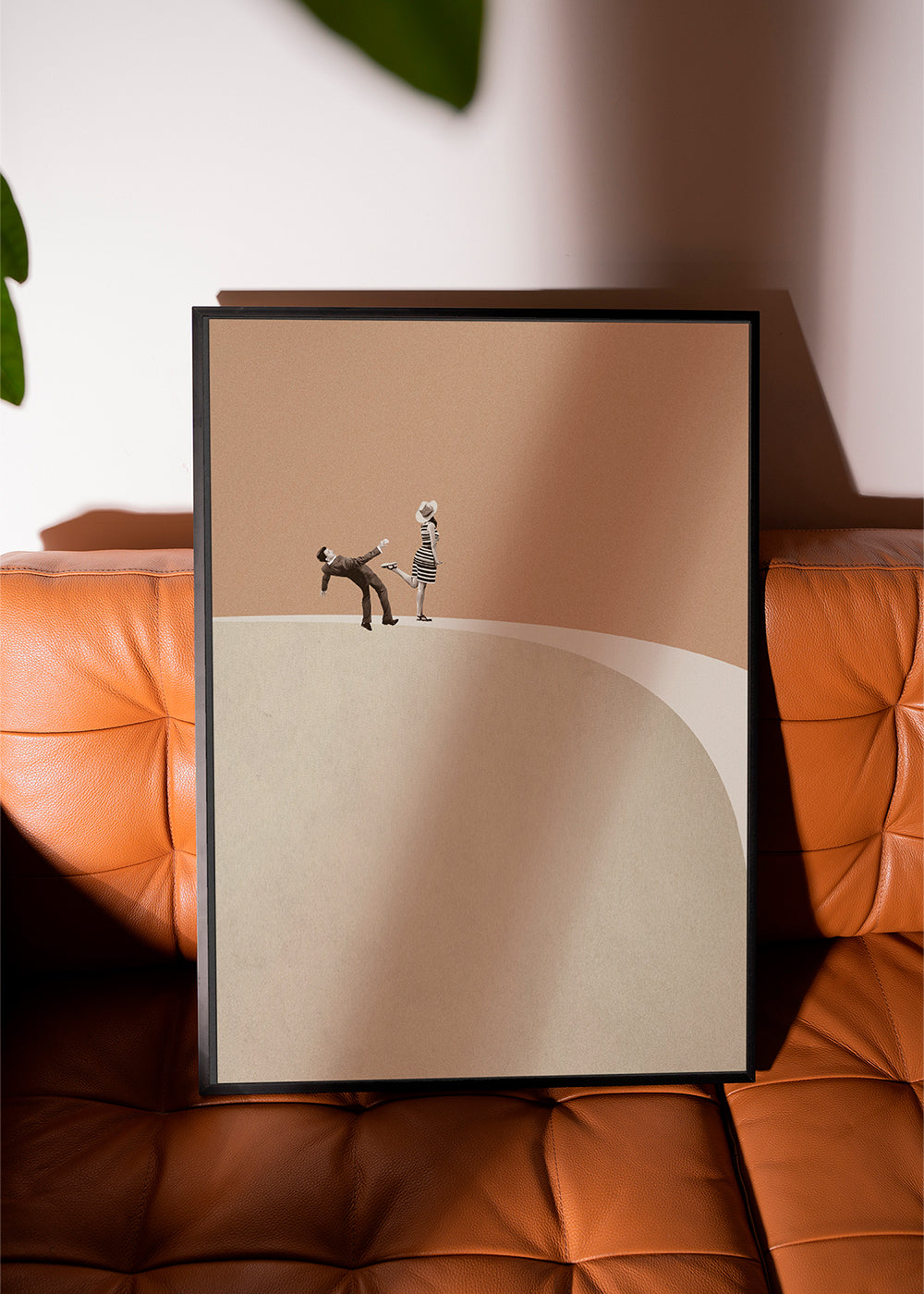 Minimalistische illustratie koppel op de rand