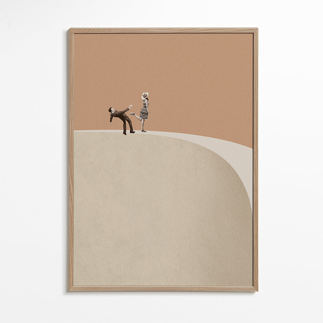 Minimalistische illustratie koppel op de rand