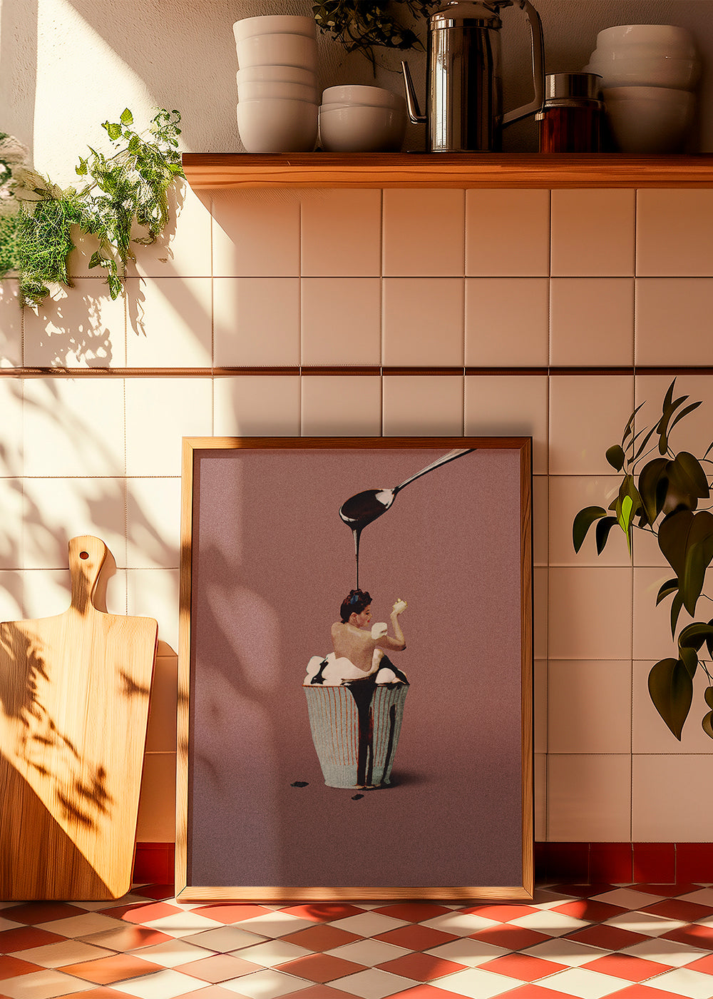Keuken kunst met surreal cupcake