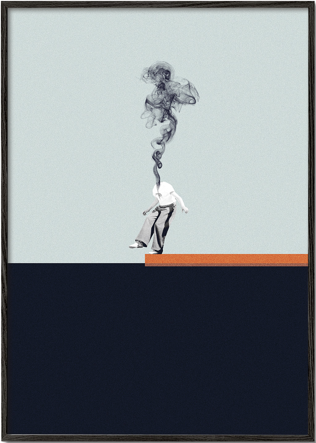 Minimalistische poster met rokende figuur
