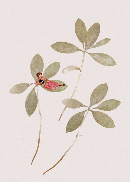 Botanische print met klein figuurtje
