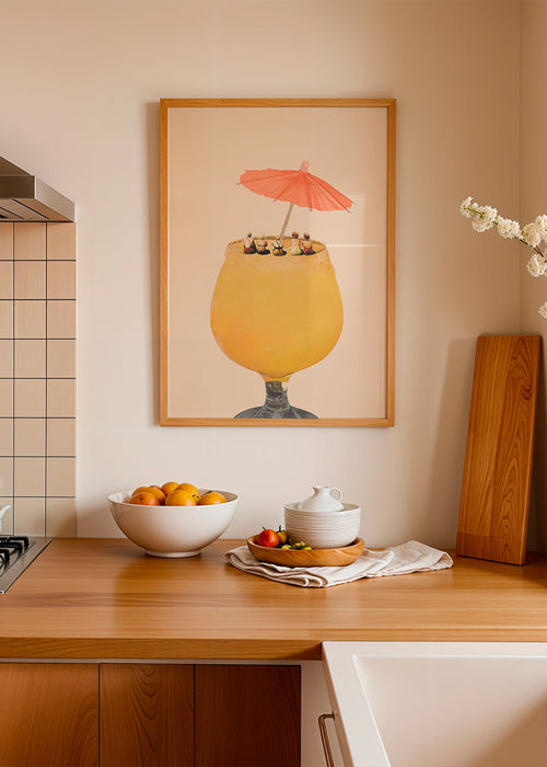 Keuken kunst: cocktail met miniaturen op rand