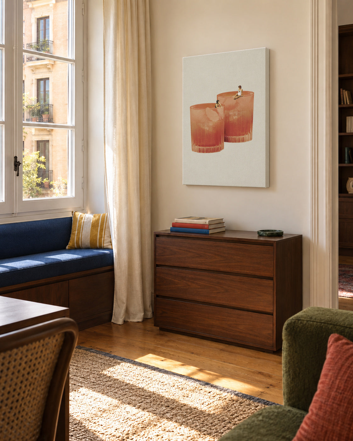 Holiday in a glass 3 - Unframed canvas in an interior