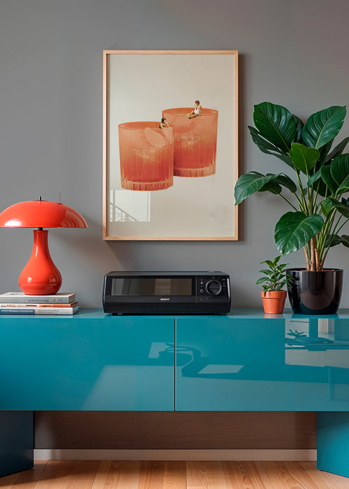 Keuken kunst: cocktailglazen met kleine zwemmers
