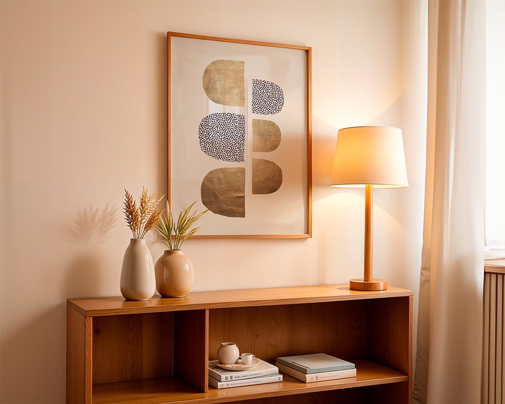Geometrische poster met gouden vormen