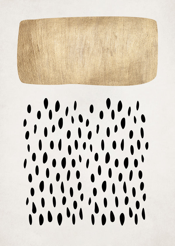 Minimalistisch ontwerp met gouden blok en zwarte motieven