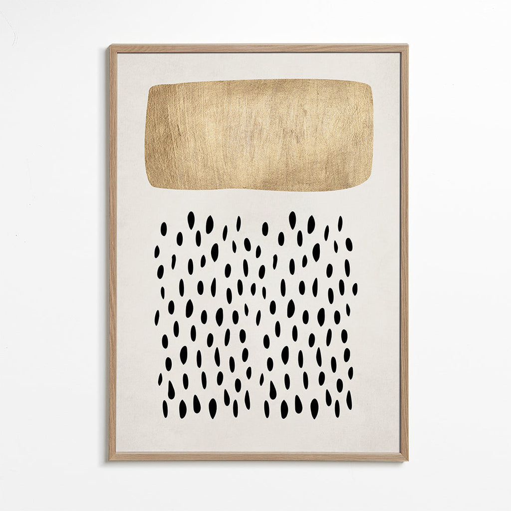 Minimalistisch ontwerp met gouden blok en zwarte motieven
