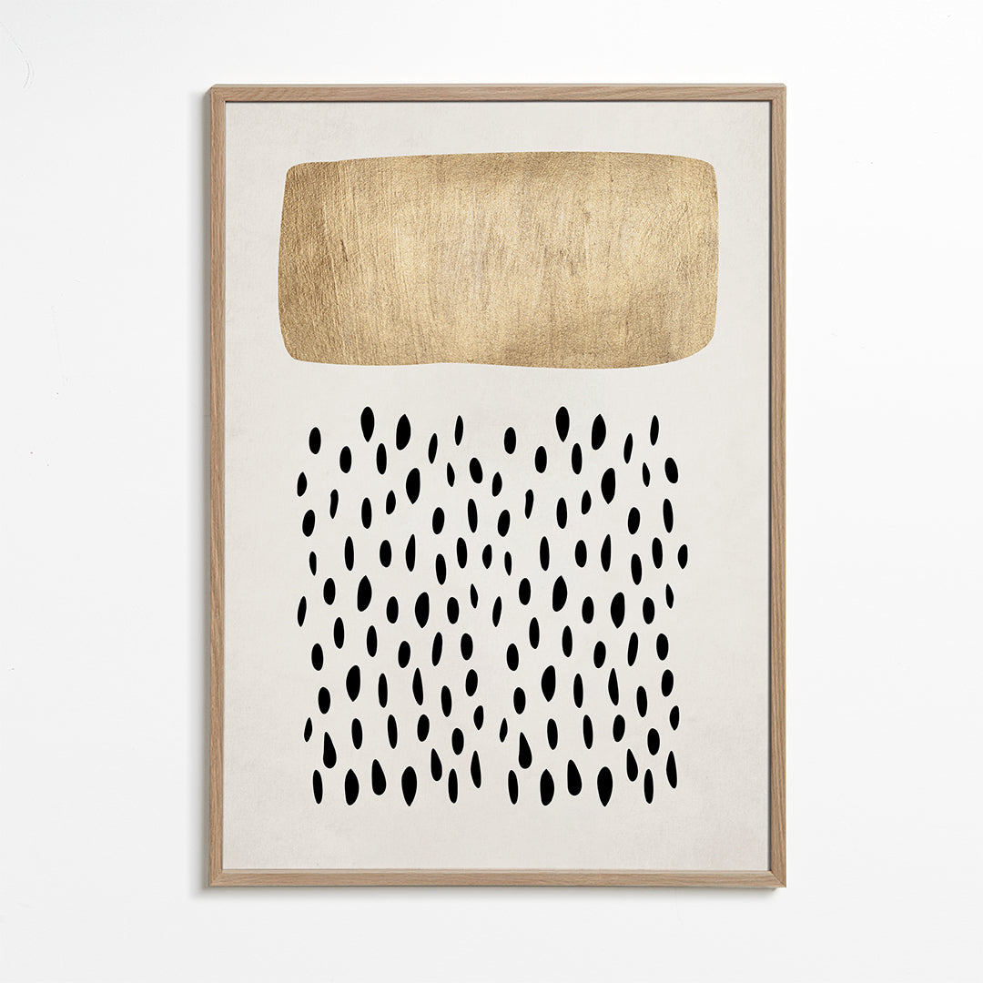 Minimalistisch ontwerp met gouden blok en zwarte motieven