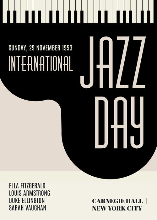Vintage Jazz-poster met pianotoetsen