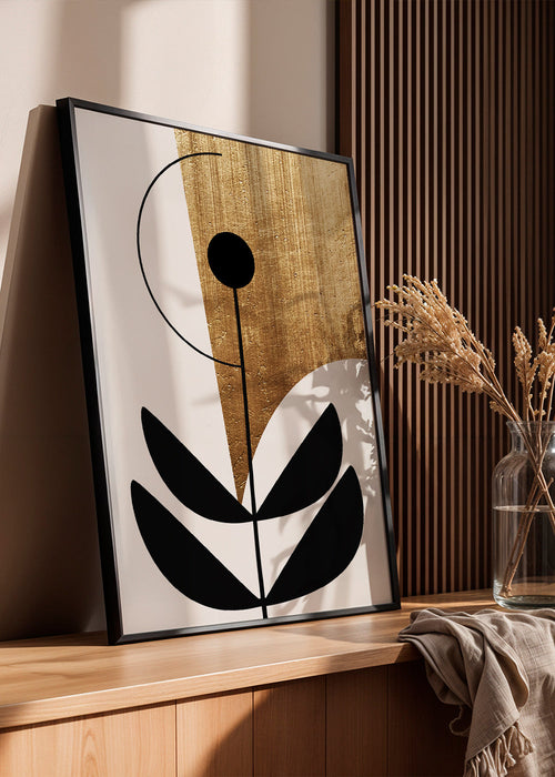 Botanische print minimalistisch met gouden textuur