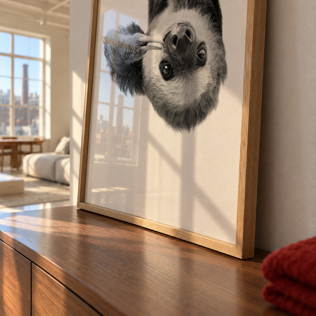 Sloth BW - Framed poster detail