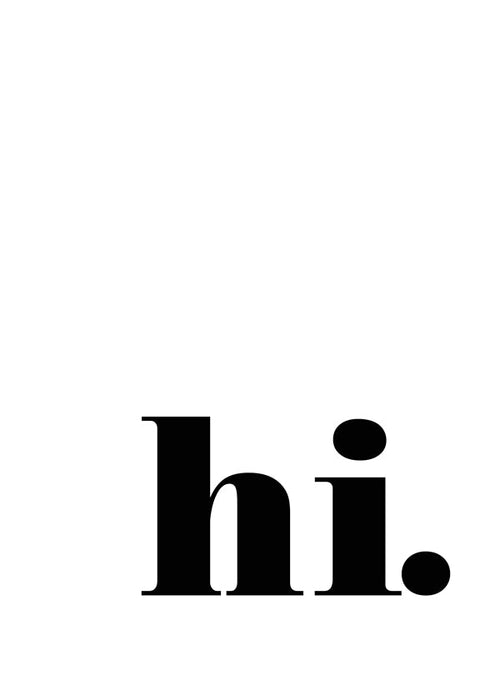 Minimalistisch ontwerp met 'hi.' in de onderste hoek