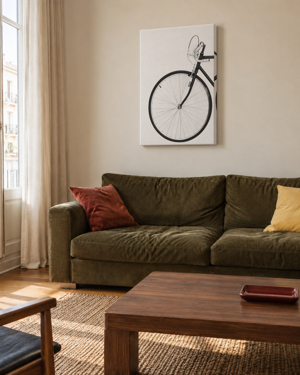 Minimal bicycle - Unframed canvas in an interior