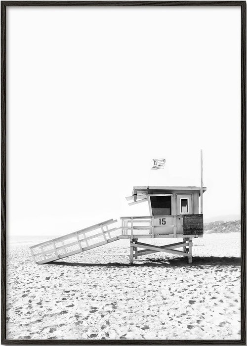 Zwart-wit kunst strandhuisje nr 15