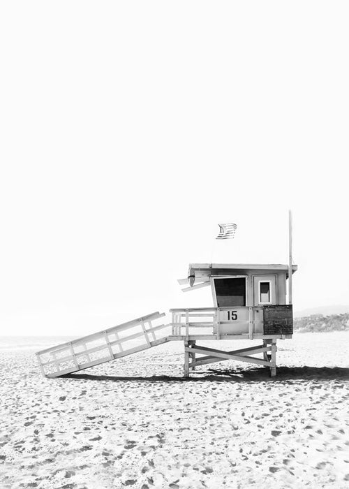 Zwart-wit kunst strandhuisje nr 15