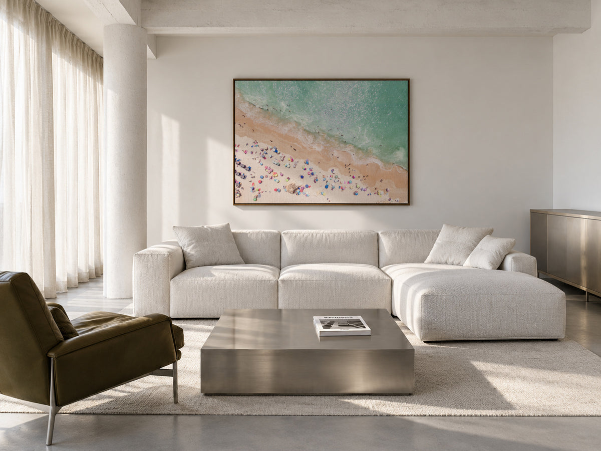 Pastel Beach - Framed canvas in an interior
