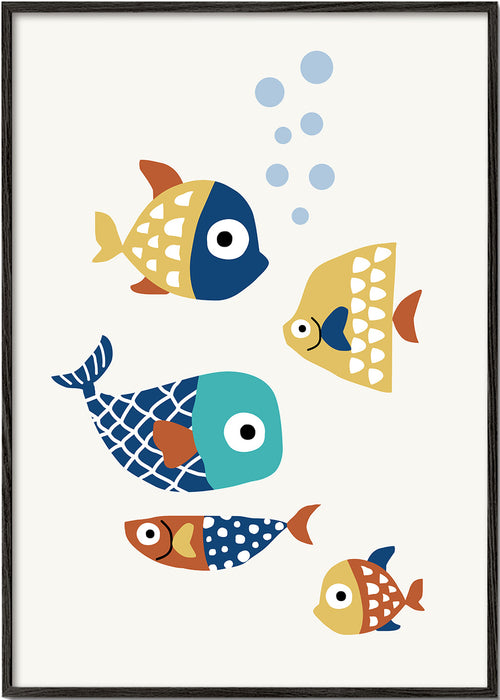 Kinderposter met speelse vissen