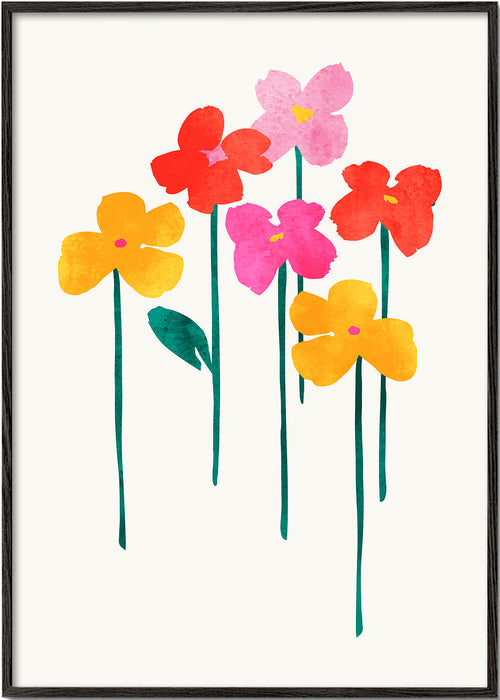 Botanische poster speelse aquarelbloemen